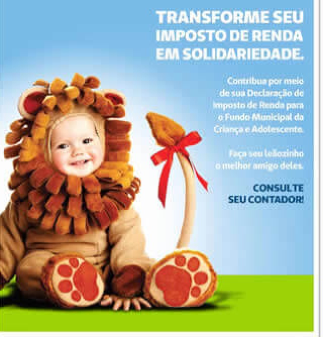 Cartaz: Transforme seu Imposto de Renda em solidariedade. Faça seu leãozinho o melhor amigo deles.